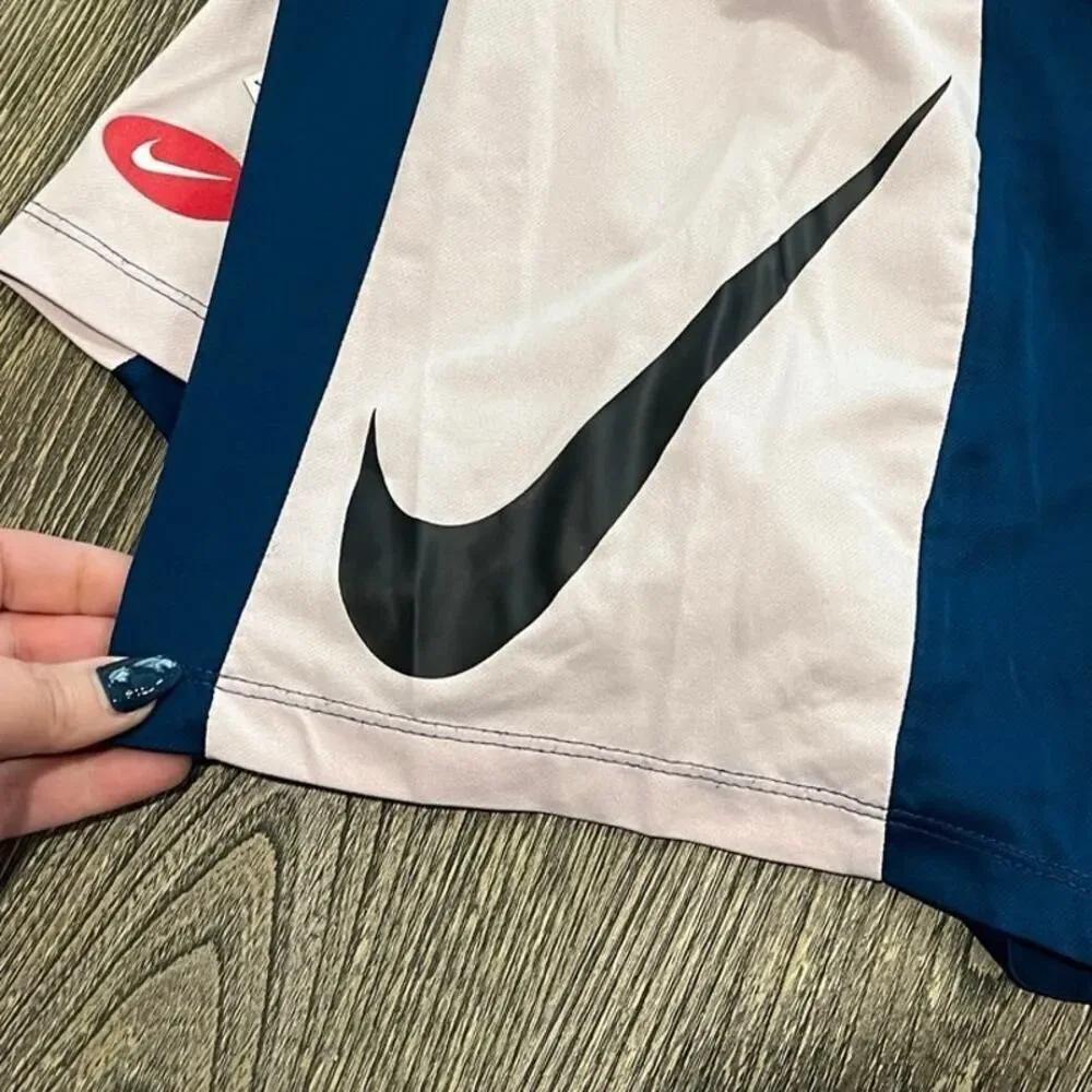 Nike Womens Dri-Fit Football Training Shorts Elastic Waist Blue Pink Size XS